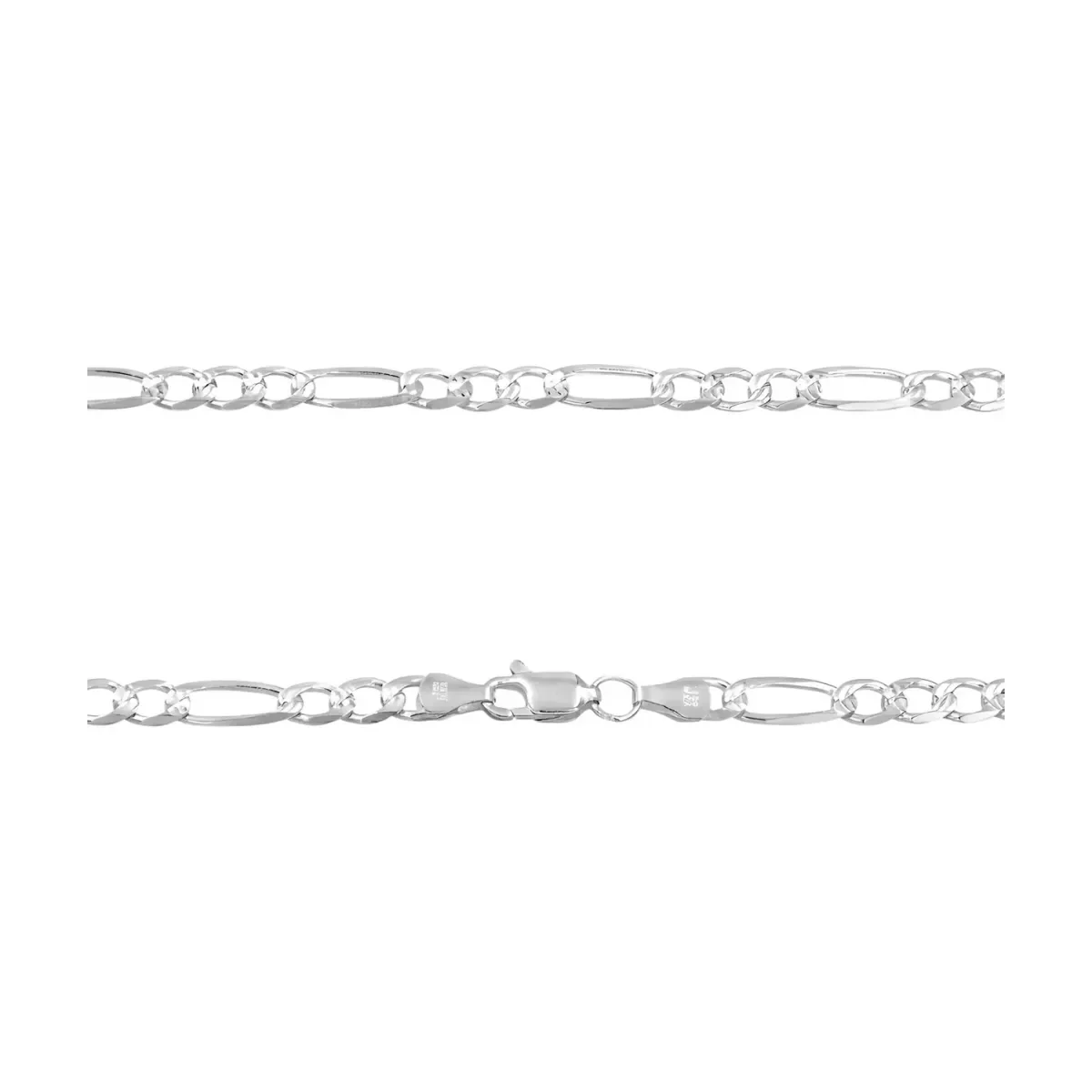 Cadena Plata 925 Figaro 3x1 Diamantada 50cm Unisex - Imagen 4
