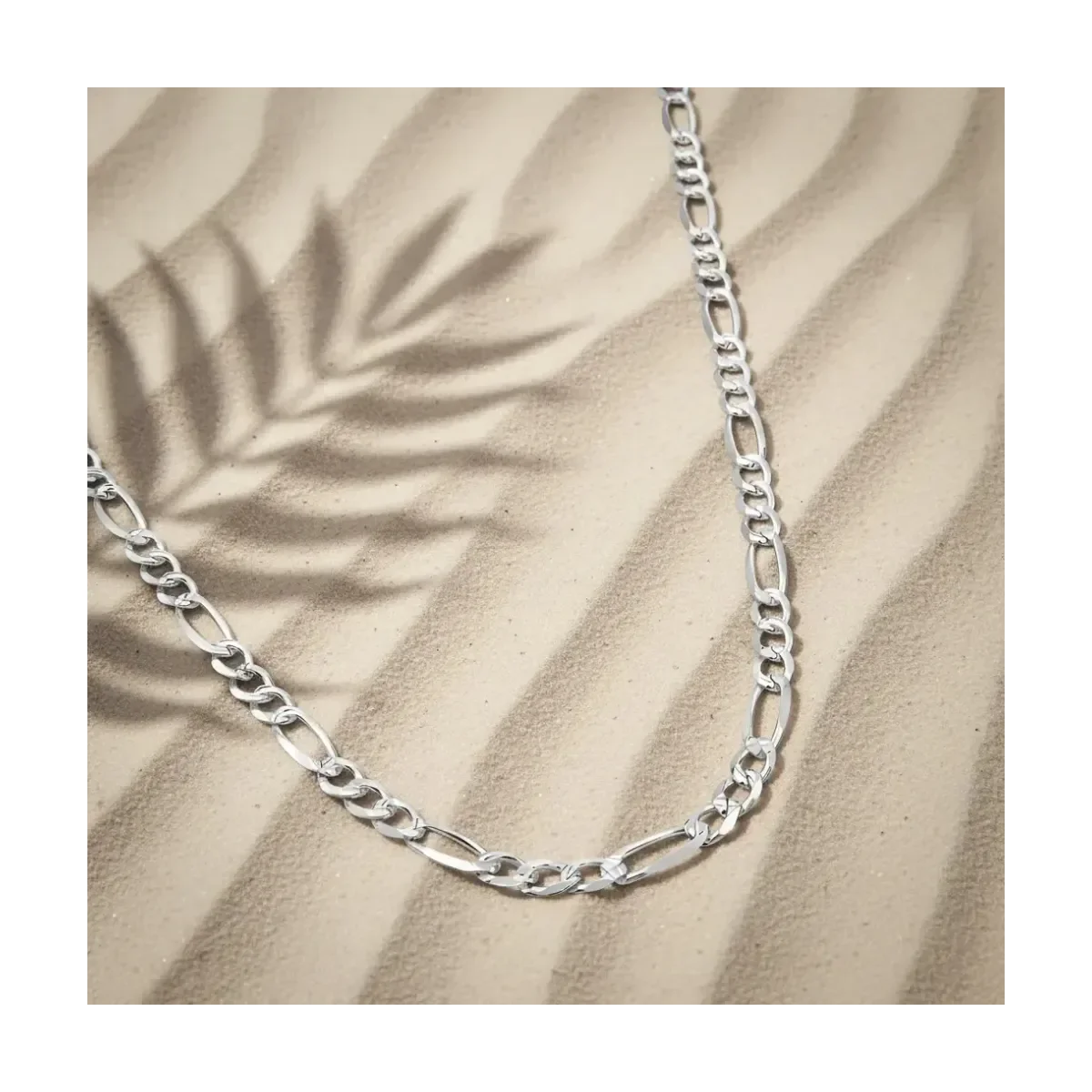 Cadena Plata 925 Figaro 3x1 Diamantada 50cm Unisex - Imagen 5