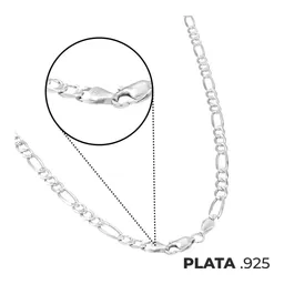Cadena Plata 925 Figaro 3x1 Diamantada 50cm Unisex - Imagen 6