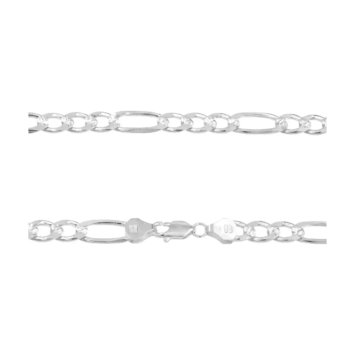 Cadena Plata 925 Fígaro 3x1 Diamantada 65cm para Hombre - Imagen 4