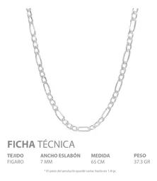 Cadena Plata 925 Fígaro 3x1 Diamantada 65cm para Hombre - Imagen 5