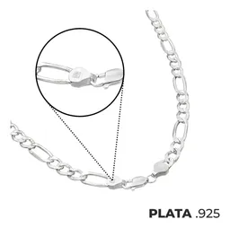 Cadena Plata 925 Fígaro 3x1 Diamantada 65cm para Hombre - Imagen 7