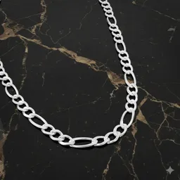 Cadena Plata 925 Figaro 3x1 Diamantada 65cm para Hombre - Imagen 5
