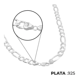 Cadena Plata 925 Figaro 3x1 Diamantada 65cm para Hombre - Imagen 6