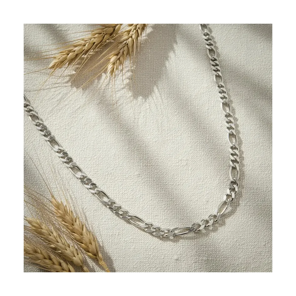 Cadena Plata .925 Fígaro 3x1 Diamantada 65cm Unisex - Imagen 5