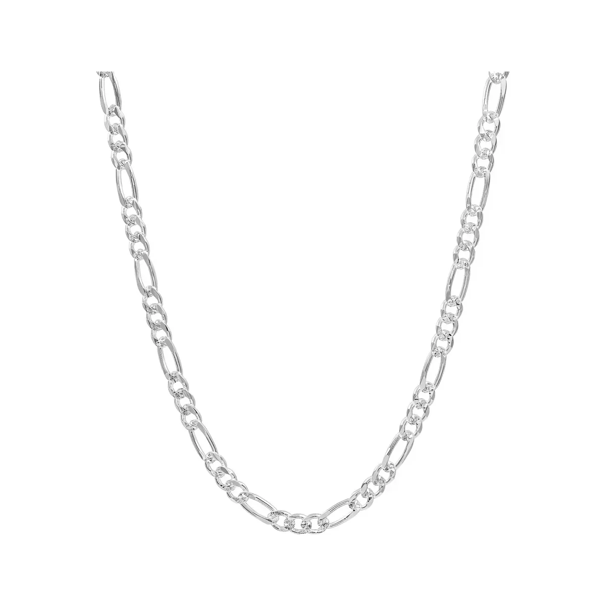 Cadena Plata .925 Fígaro 3x1 diamantada 6mm para hombre, collar moderno y elegante. Joyería mexicana robusta de 55cm, brillo