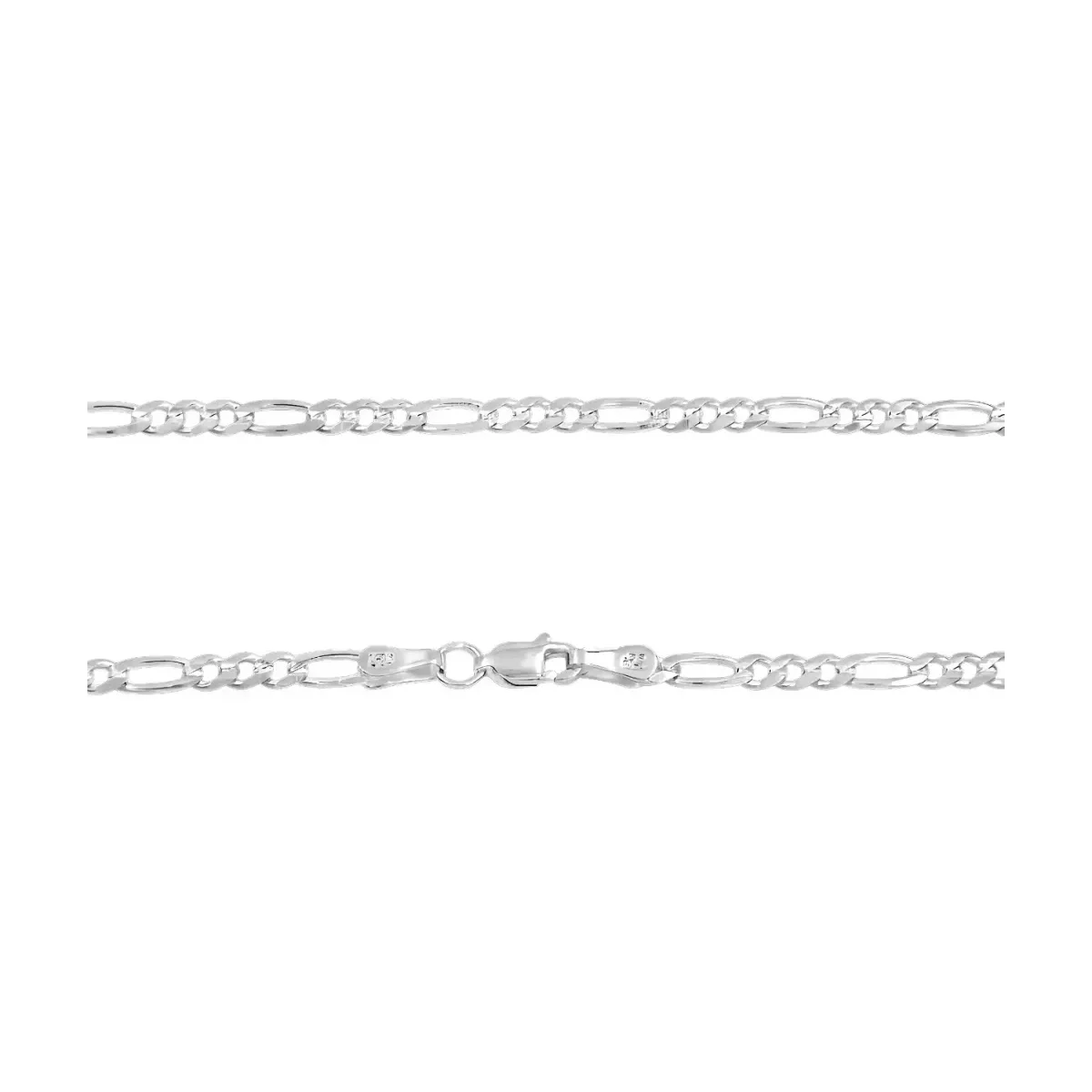 Cadena Plata 925 Figaro 3x1 Diamantada 70cm - Imagen 4