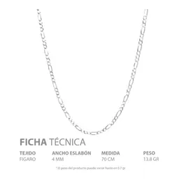 Cadena Plata 925 Figaro 3x1 Diamantada 70cm - Imagen 5