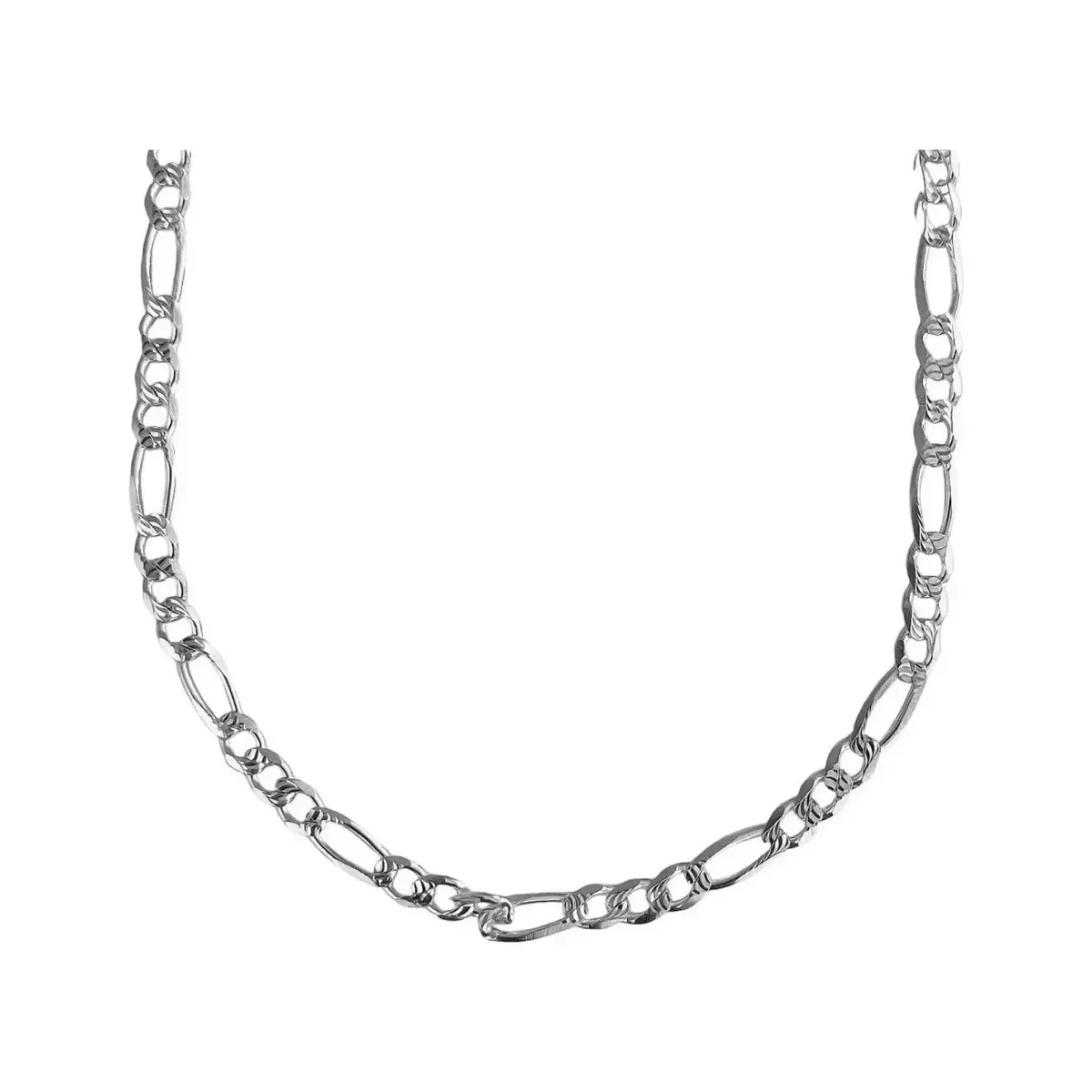 Cadena Plata 925 Figaro 3x1 Diamantada Hombre 60cm - Imagen 2