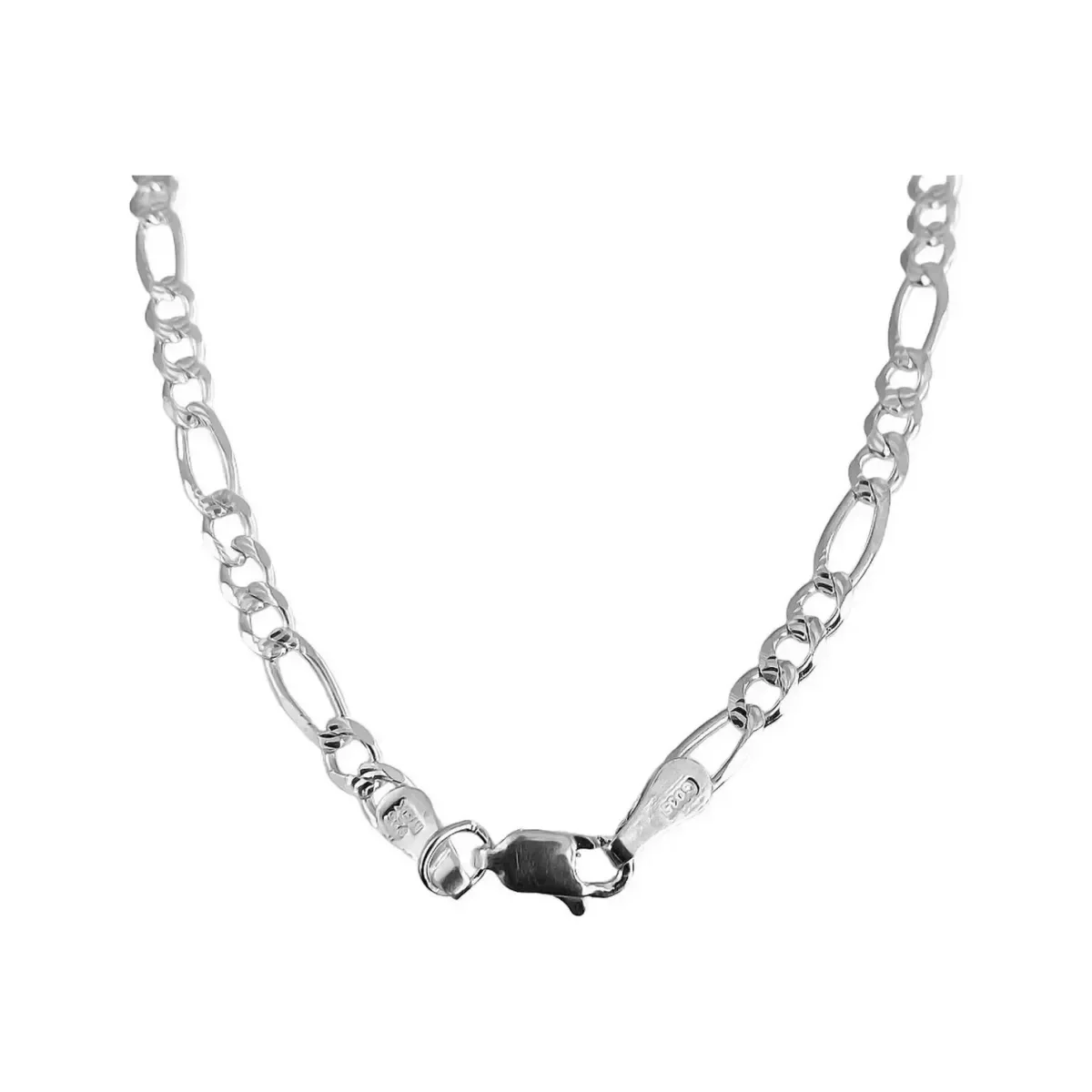Cadena Plata 925 Figaro 3x1 Diamantada Hombre 60cm - Imagen 3