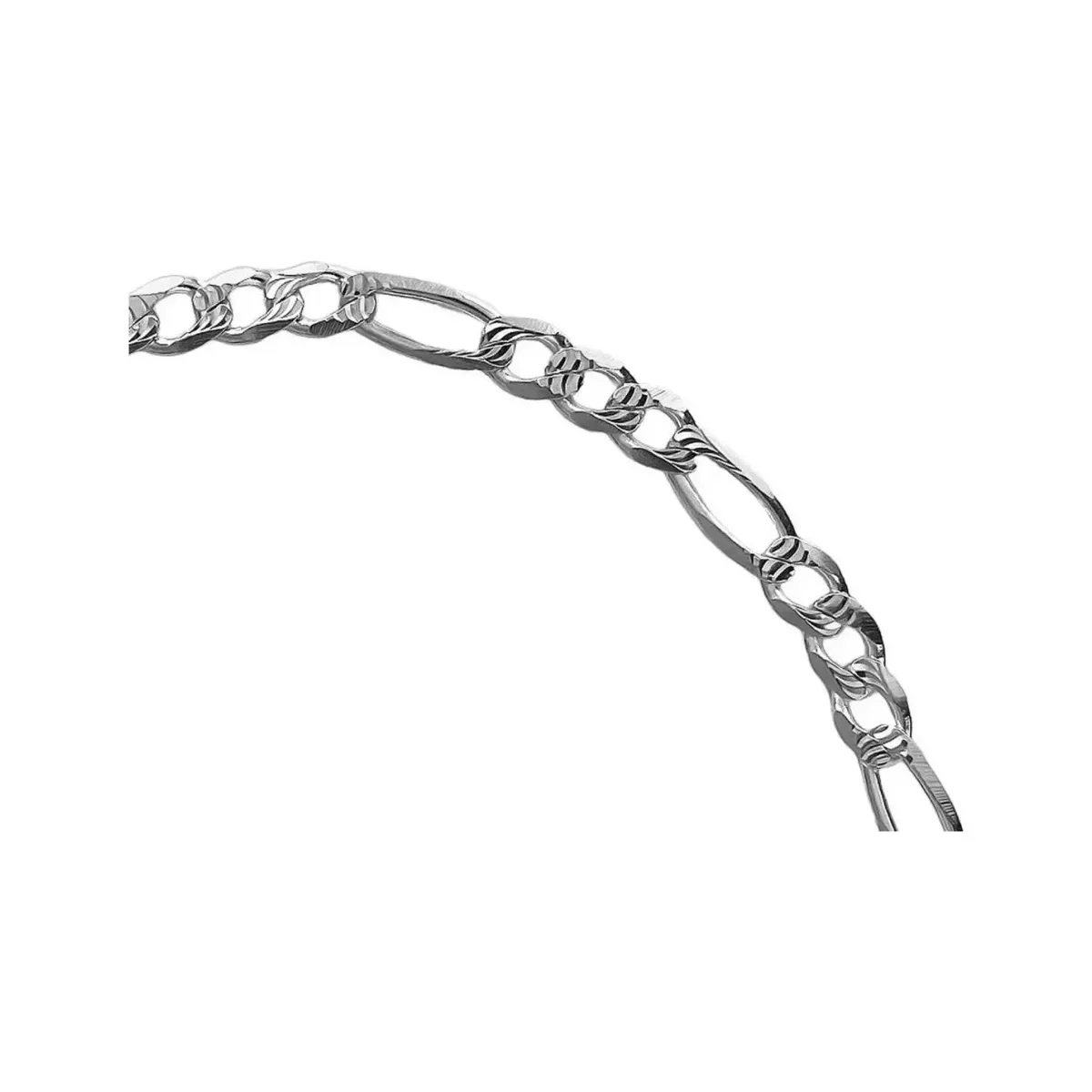 Cadena Plata 925 Figaro 3x1 Diamantada Hombre 60cm - Imagen 4
