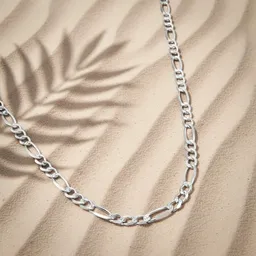 Cadena Plata 925 Figaro 3x1 Diamantada Larga 70 cm para Hombre - Imagen 6