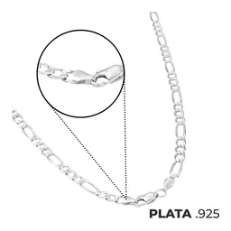 Cadena Plata 925 Figaro 3x1 Diamantada Larga 70 cm para Hombre - Imagen 7