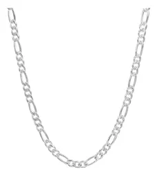 Cadena Plata 925 Figaro 3x1 Diamantada para Hombre 45cm - Imagen 1