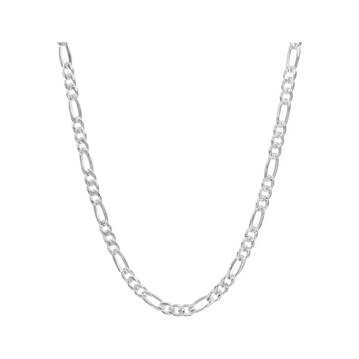 Cadena de plata para hombre, estilo Figaro 3x1 diamantada, Plata .925, diseño robusto y moderno, 45cm de largo, brillo autént