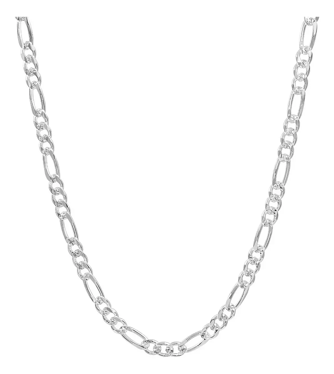 Cadena de plata para hombre, estilo Figaro 3x1 diamantada, Plata .925 Nacional, joyería de plata mexicana 925, 45cm.