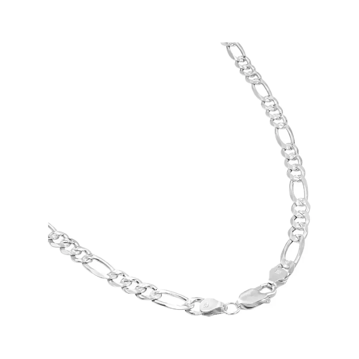 Cadena Plata 925 Figaro 3x1 Diamantada para Hombre 45cm - Imagen 3
