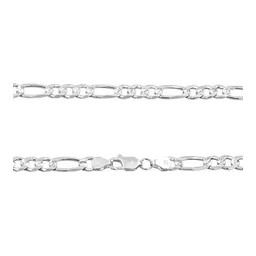 Cadena Plata 925 Figaro 3x1 Diamantada para Hombre 45cm - Imagen 4