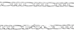 Cadena Plata 925 Figaro 3x1 Diamantada para Hombre 45cm - Imagen 4