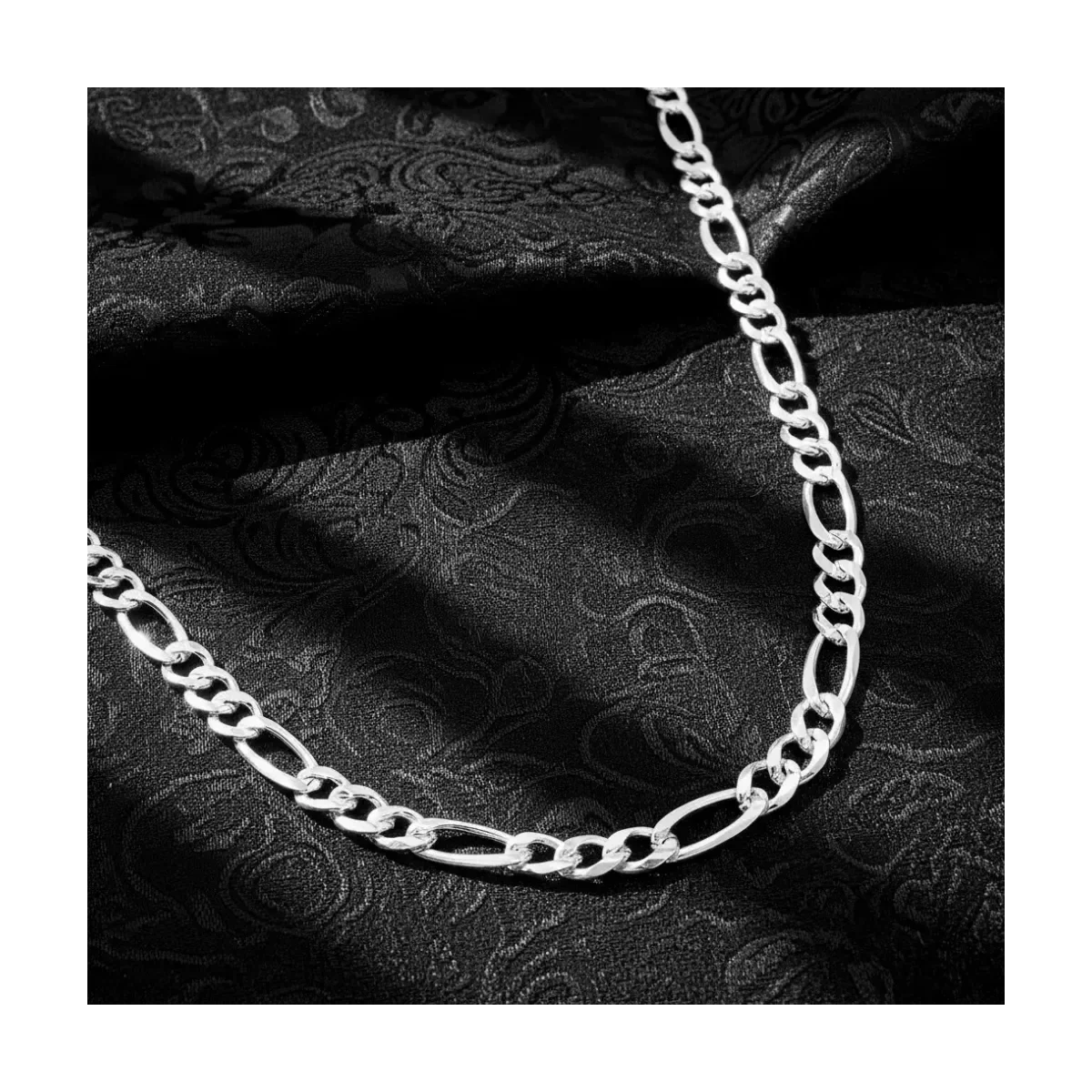 Cadena Plata 925 Figaro 3x1 Diamantada para Hombre 45cm - Imagen 6