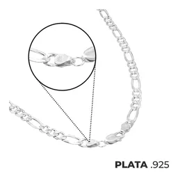 Cadena Plata 925 Figaro 3x1 Diamantada para Hombre 45cm - Imagen 7