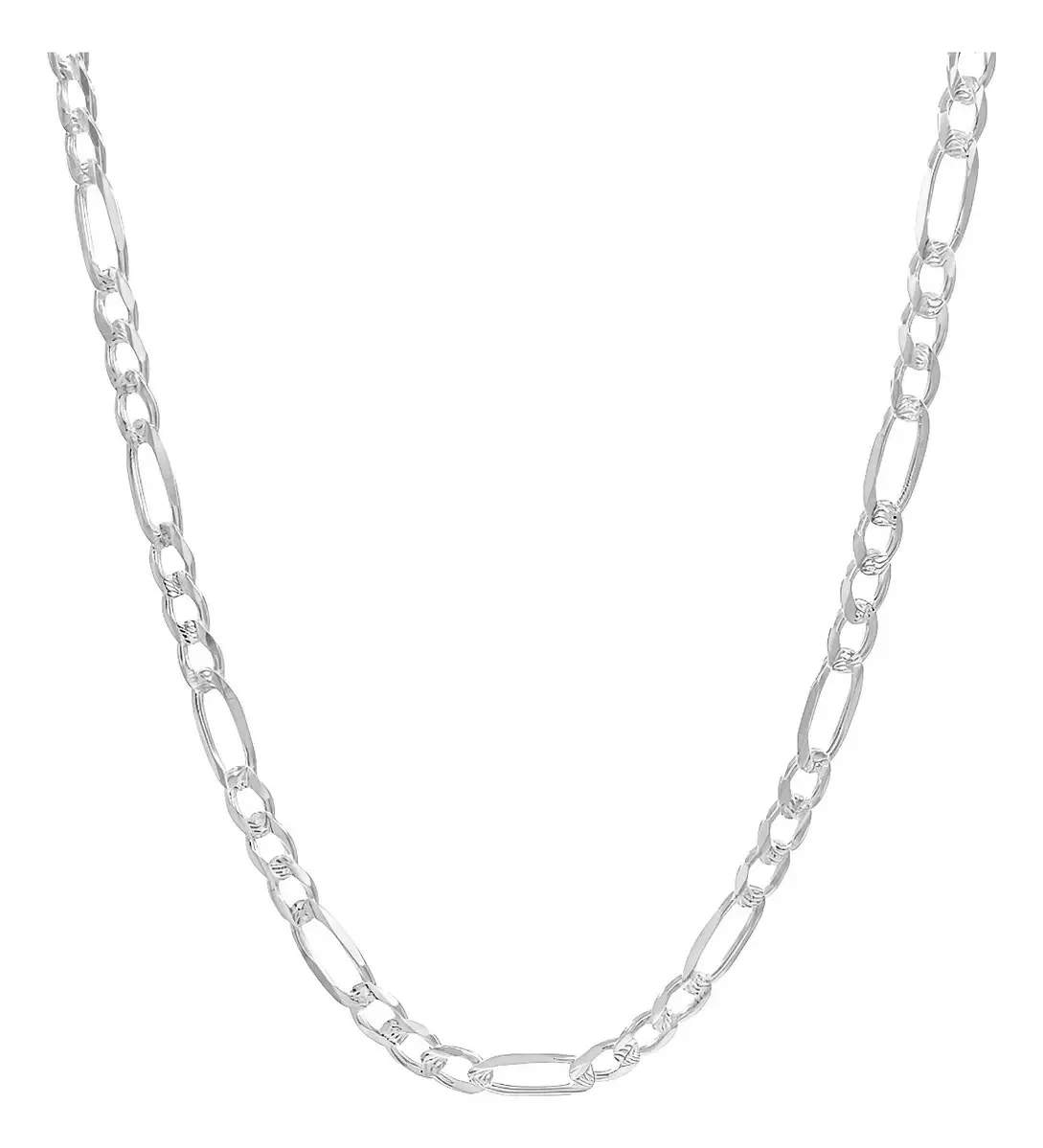 Cadena de plata .925 sólida Figaro 3x1 diamantada para hombre. Un collar de plata resistente de 60cm y 8mm de ancho, ideal pa