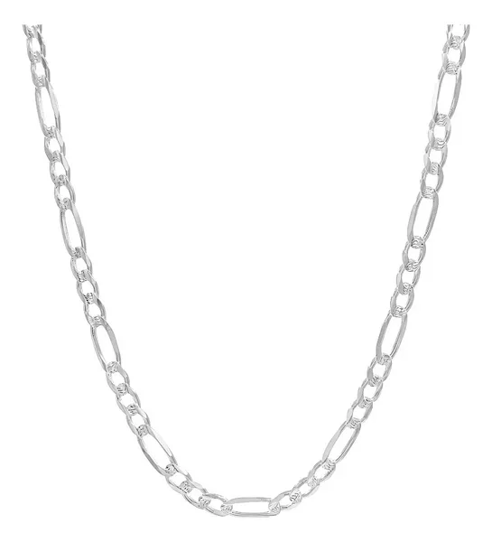 Cadena Plata 925 Figaro 3x1 Diamantada para Hombre 60cm - Imagen 1