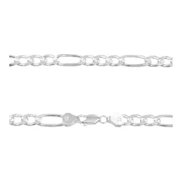 Cadena Plata 925 Figaro 3x1 Diamantada para Hombre 60cm - Imagen 4