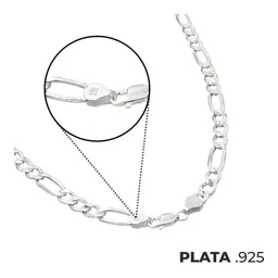 Cadena Plata 925 Figaro 3x1 Diamantada para Hombre 60cm - Imagen 7