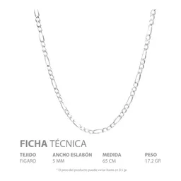 Cadena Plata 925 Figaro 3x1 Diamantada para Hombre 65 cm - Imagen 5