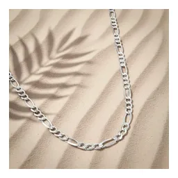 Cadena Plata 925 Figaro 3x1 Diamantada para Hombre 65 cm - Imagen 6