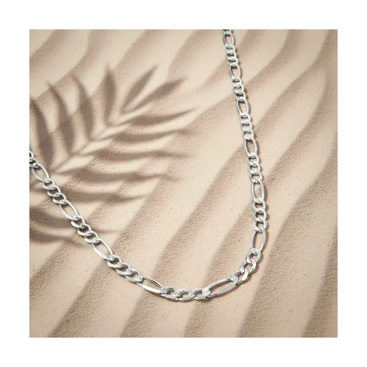 Cadena Plata 925 Figaro 3x1 Diamantada para Hombre 65 cm - Imagen 6