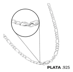 Cadena Plata 925 Figaro 3x1 Diamantada para Hombre 65 cm - Imagen 7