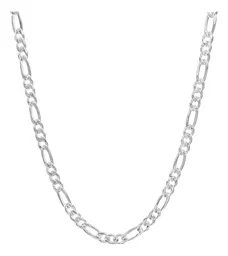 Cadena Plata 925 Figaro 3x1 Diamantada para Hombre 65cm - Imagen 1