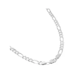 Cadena Plata 925 Figaro 3x1 Diamantada para Hombre 65cm - Imagen 3