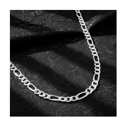 Cadena Plata 925 Figaro 3x1 Diamantada para Hombre 65cm - Imagen 5