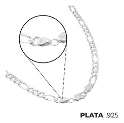 Cadena Plata 925 Figaro 3x1 Diamantada para Hombre 65cm - Imagen 6