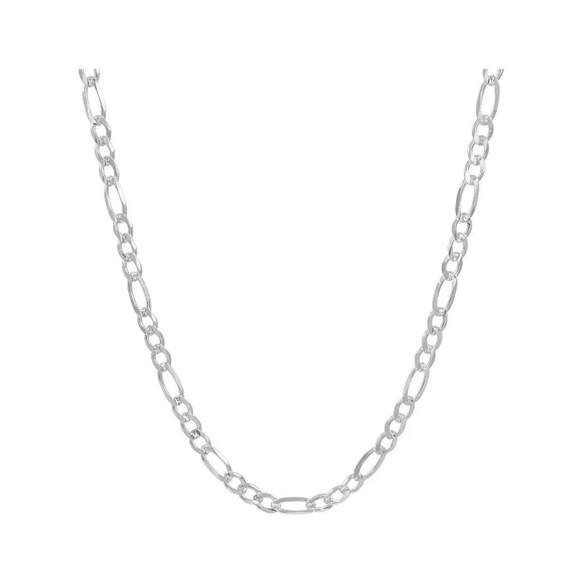 Cadena Plata .925 Figaro 3x1 Diamantada para Hombre 70cm, collar de eslabones gruesos, joyería de plata mexicana, plata .925