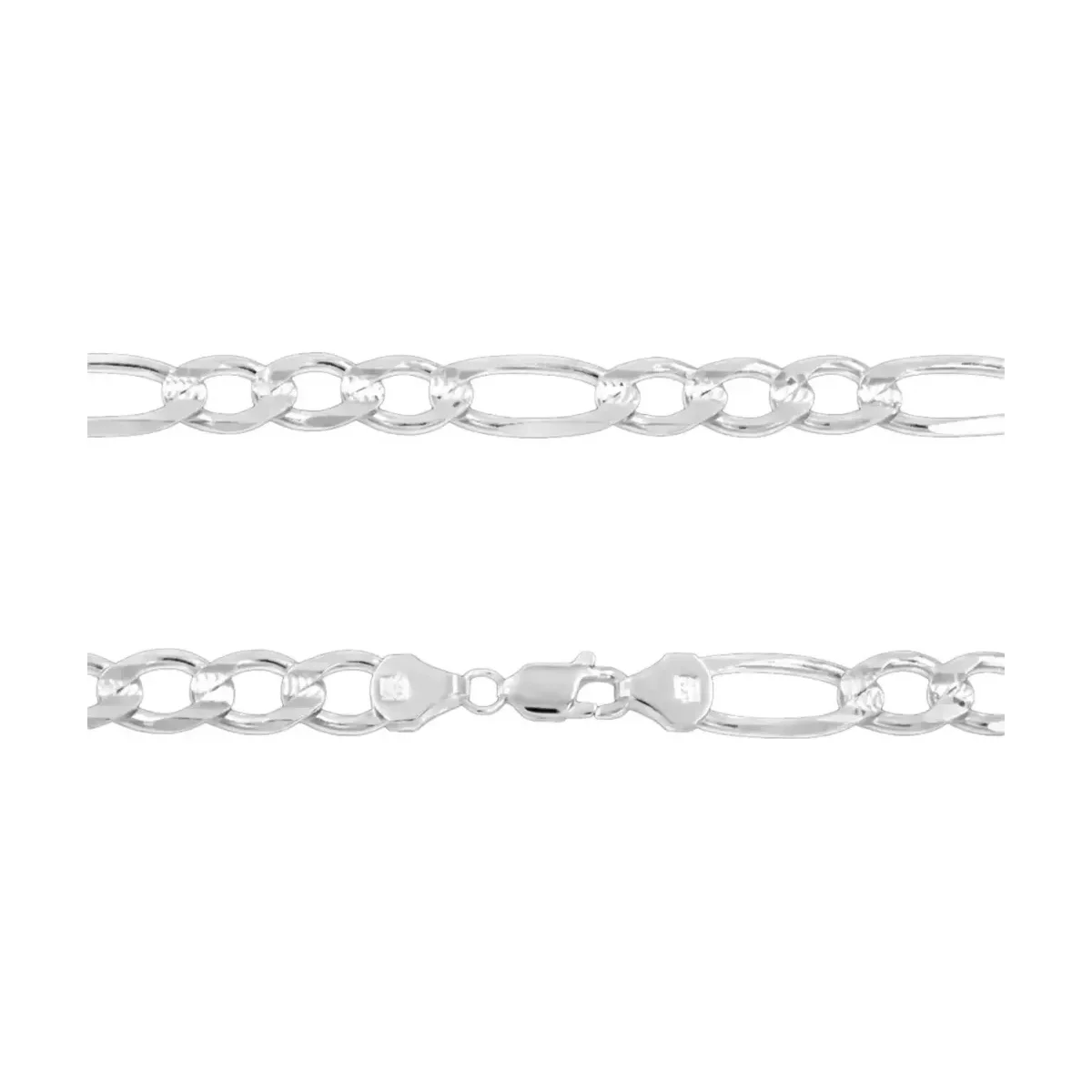 Cadena Plata 925 Figaro 3x1 Diamantada para Hombre 70cm - Imagen 4