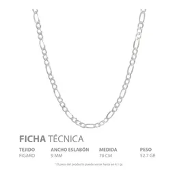 Cadena Plata 925 Figaro 3x1 Diamantada para Hombre 70cm - Imagen 5