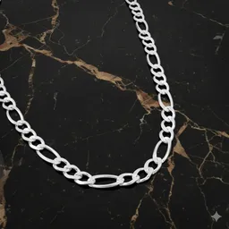 Cadena Plata 925 Figaro 3x1 Diamantada para Hombre 70cm - Imagen 6