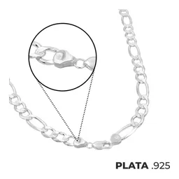 Cadena Plata 925 Figaro 3x1 Diamantada para Hombre 70cm - Imagen 7