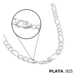 Cadena Plata 925 Figaro 3x1 Diamantada para Hombre 70cm - Imagen 7