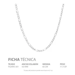 Cadena Plata 925 Figaro 3x1 Hombre 65cm - Imagen 5