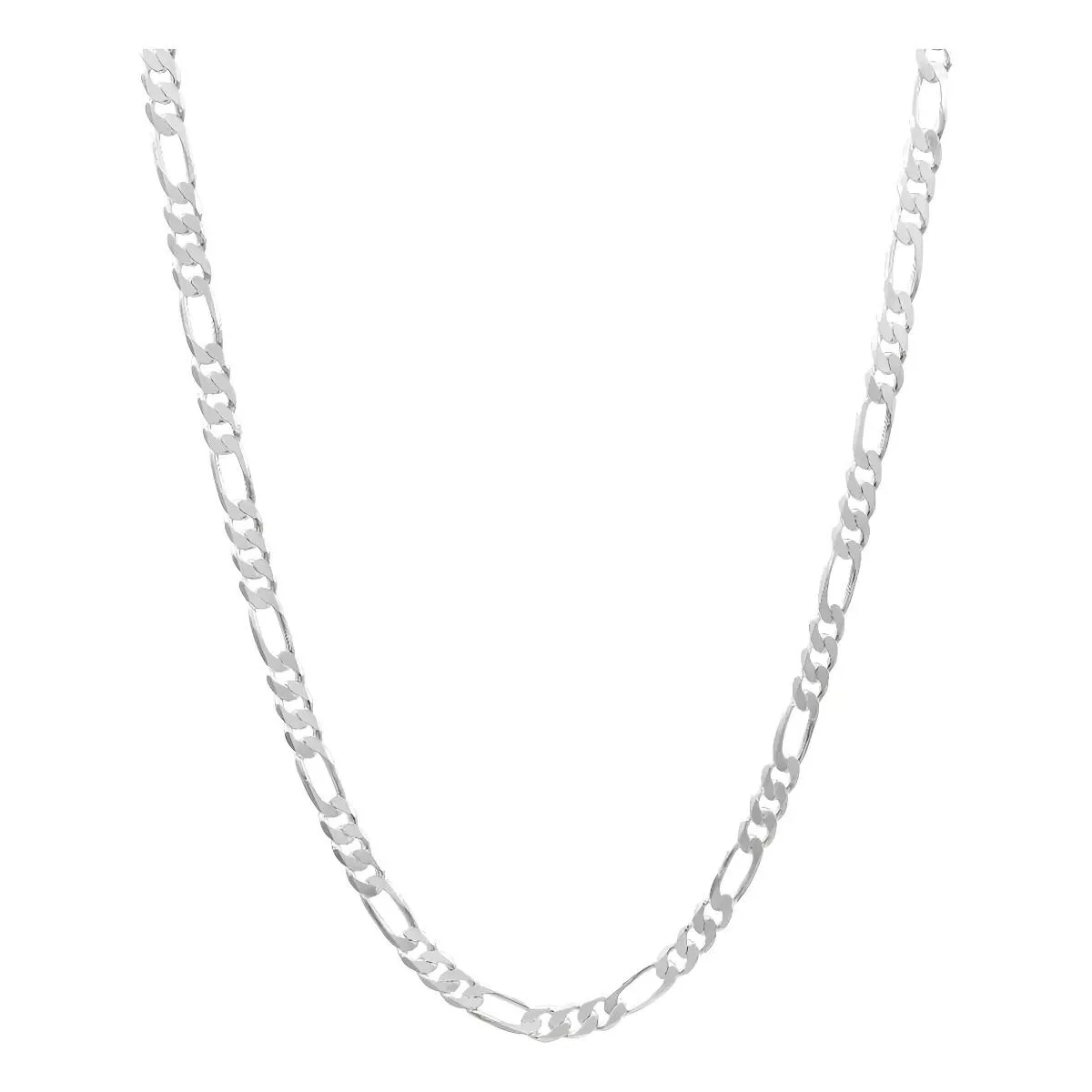 Cadena de plata 925 para hombre, diseño Figaro 3x1, 6mm ancho. Joyería masculina de plata .925 nacional, brillante y resisten