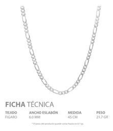 Cadena Plata 925 Figaro 3x1 para Hombre 45cm - Imagen 5