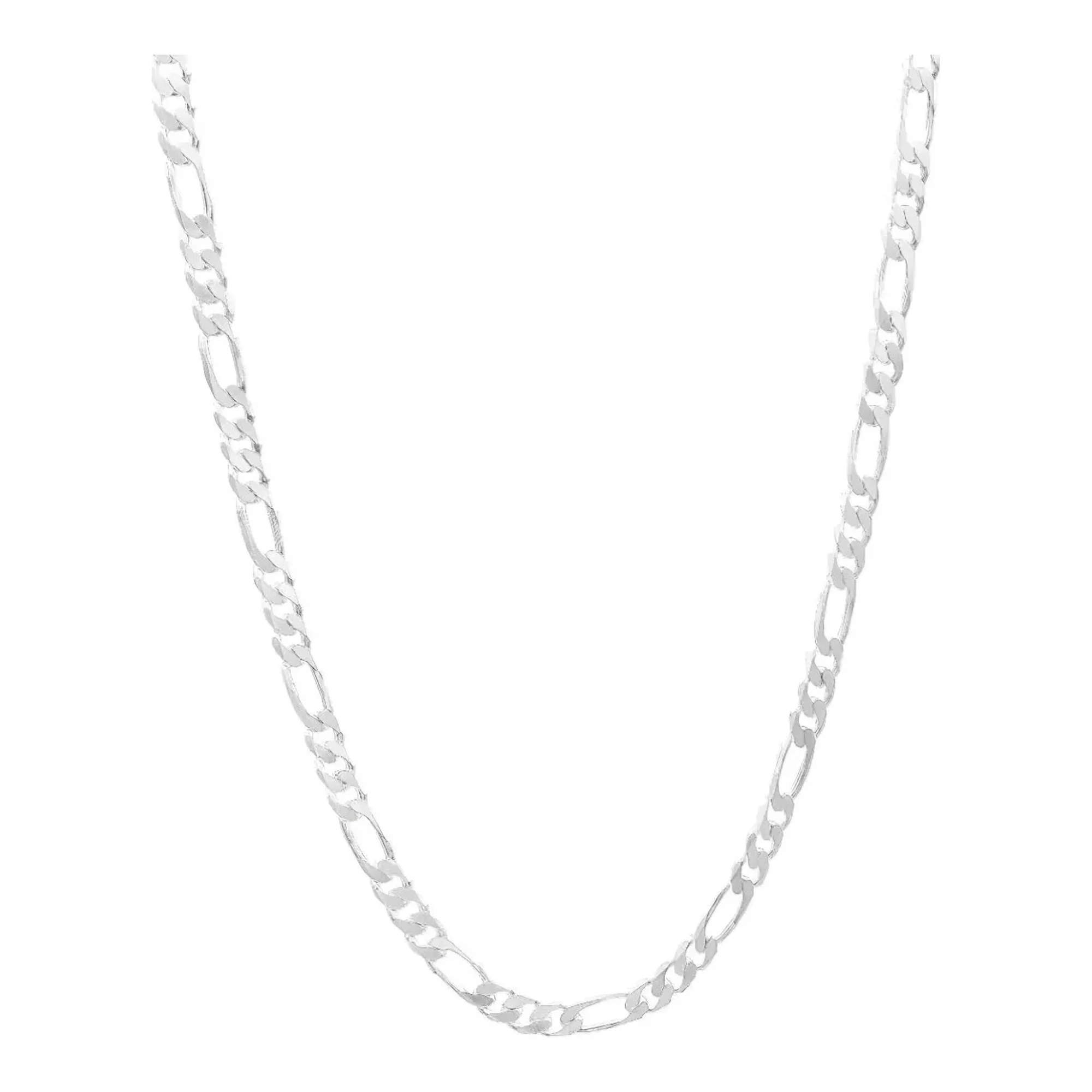 Cadena Plata 925 Figaro 3x1 para Hombre 55cm, joyería de diseño industrial, eslabones brillantes, broche perico