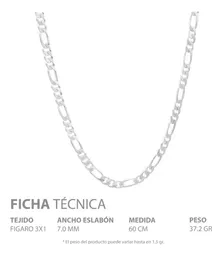 Cadena Plata 925 Fígaro 3x1 para Hombre 60cm - Imagen 5
