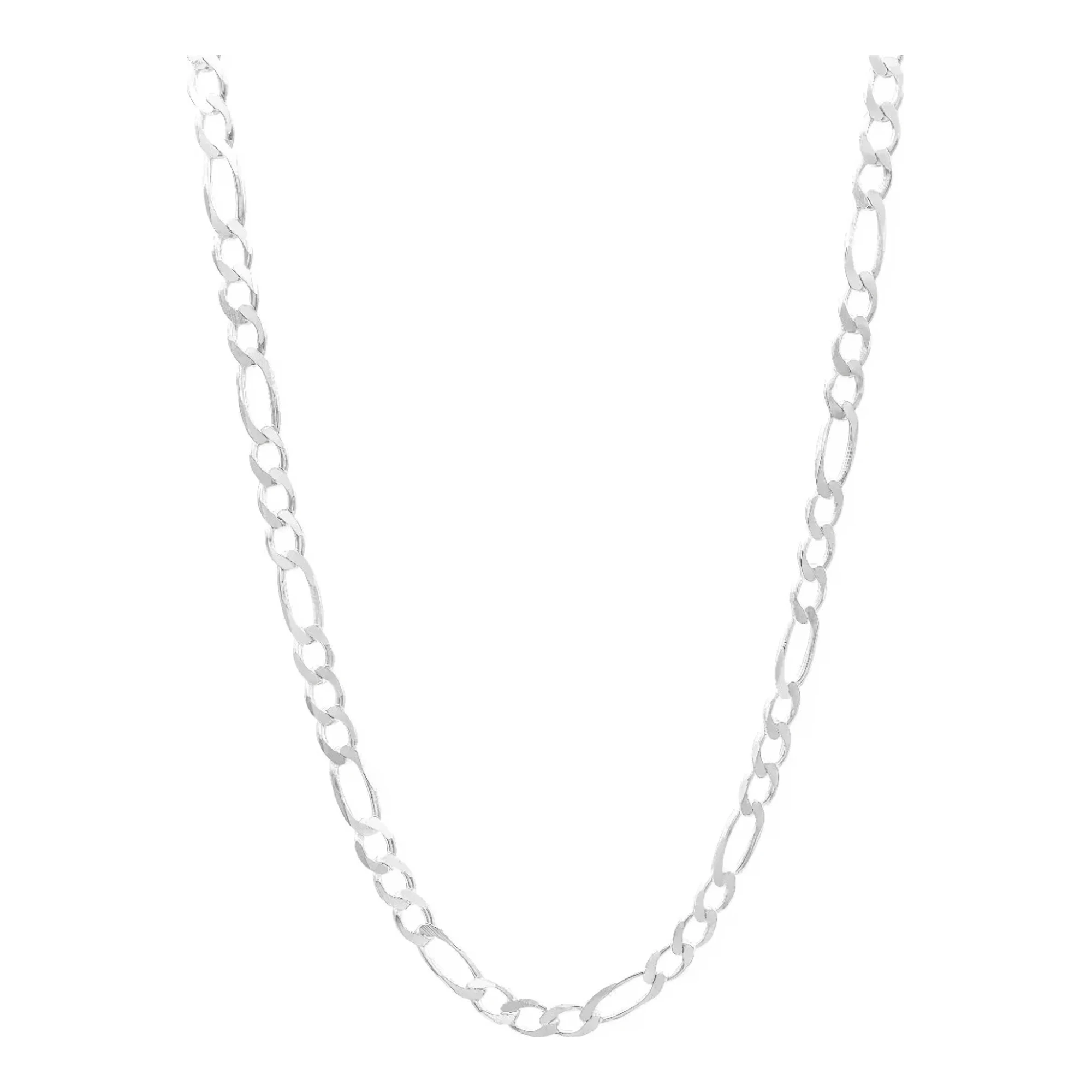 Cadena de plata hombre 925 tejido Figaro 3x1 eslabón grueso 60cm acabado liso brillante plata ley 925 nacional