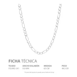 Cadena Plata 925 Fígaro 3x1 para Hombre 65cm - Imagen 5
